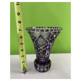 Amethyst to clear glass vase