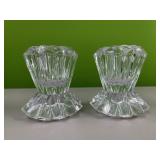 2 heavy glass candle holders