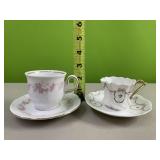 2 teacups & saucers - one marked west germany