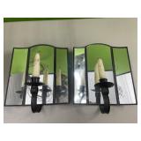 Pair of mirrored candle holders