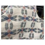 Blue & pink ring  king size quilt