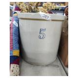 5 gallon crock. Has couple of cracks. See photos