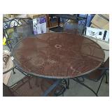 Vintage Wrought Iron Table & 4 Spring Chairs and