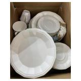 White dishes - 12 10in plates, 10 6in plates, 12