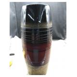 Brown,tan and burgundy vase approx 10.5* tall