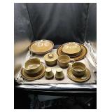 Echo stoneware dish set- 10 place setting plus a