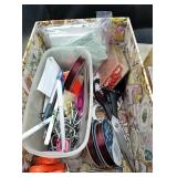 Misc. Scissors,pens,ribbon,wraphia,push