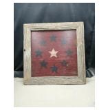 Americana star picture  in wood frame approx