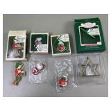 4 hallmark ornaments - 1980s - miniature crèche,