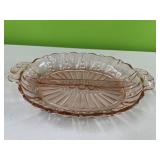 Pink depression divided bowl