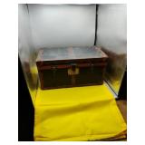 Antique Doll Trunk with Tray 17" Wide 9"Deep 9"