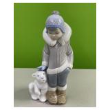Lladro little boy and polar bear figurine