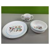 3 piece porcelain Peter rabbit dish set