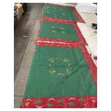 3 holiday table cloths - 2 34x34in, 1 54x54in