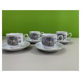 Set of 4 teacups and saucers