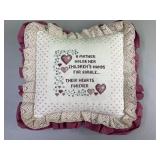 Needlepoint pink pillow - approx 12x12in