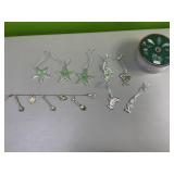 Silver Christmas ornaments and wired ribbon