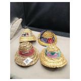 4 straw hats for dress up ducks