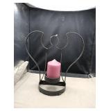 Metal angel pillar candle holder 12"tall x 12.5