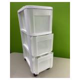 3 drawer plastic organizer in wheels