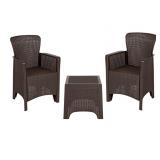 New in Box 3-Piece Chocolate Faux Rattan Plastic