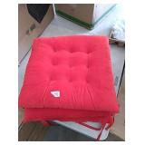 4 red approx 16 x16 chair cushions, very soft