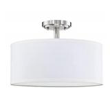 New 15" 3 Light Off White Fabric Drum Shade semi