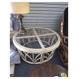 Round glass top table approx 37" across x 18"