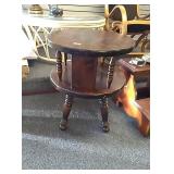 Two tier wood end table approx 2 ft tall x 20"
