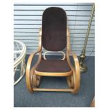 Wood rocking chair with cloth seat and back