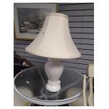 White ceramic lamp with shade approx 22" tall