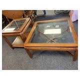 Glass top coffee table 37x37in 16in tall and side