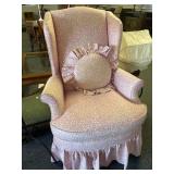 Pink/white wing back chair
