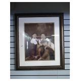 30" x 26" picture of little boys in hats and bibs