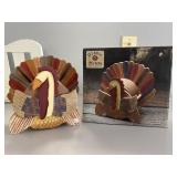 Wooden turkey coaster set