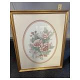 Pink flower framed photo 27x33in