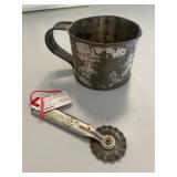 Vintage kitchen kutter & aluminum drinking cup