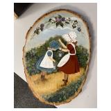 Painted log wall art - 9x14in