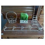 4 piece off white metal plate holders and decor