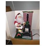 Holiday scene Santa with pot belly stove in