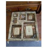 6 piece baseball themed picture frames, clock and