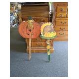 2 outside yard stakes decor. 1-pumpkin 1 turkey/