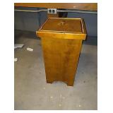 Wood trash bin. Top needs nails fixed