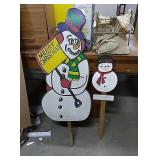 2 snowman yard decorations- 1 approx 4ft tall