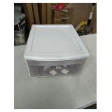 Sterilite plastic storage drawer full of present