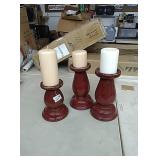 3 very nice dark reddish brown colored candle