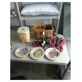 Basket full of grape decor...plates basket,rubber