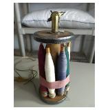 Vintage spool with vintage spools of thread lamp,