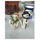 Snowman figurines,lamp,dip chiller,candle holders