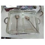 Silver server with glass casseroles and silver